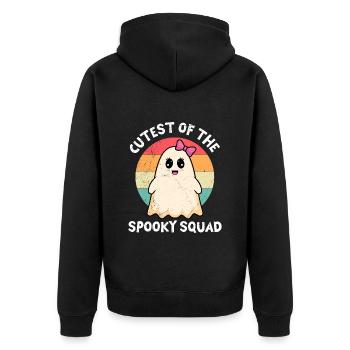 Halloween CUTEST OF THE SPOOKY SQUAD Halloween - Unisex Premium Bio Zip Hoodie - Schwarz - Hinten - Nico (187cm)