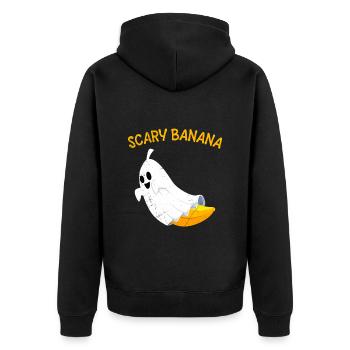 Halloween Kostüm Kinder SCARY BANANA Lustiges - Unisex Premium Bio Zip Hoodie - Schwarz - Hinten - Nico (187cm)