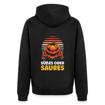 Fête d’Halloween TRICK OR TREAT - Veste à capuche bio Premium Unisexe - noir - Dos - Nico (187cm)