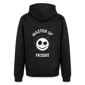 Halloween Costume Kids MASTER OF FRIGHT Funny - Unisex Premium Organic Zip Hoodie - black - Back - Nico (187cm)