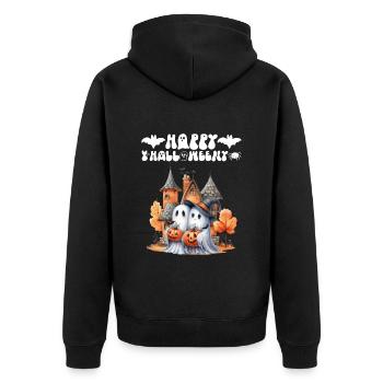 HAPPY HALLOWEEN Lustiges Kinder Halloween - Unisex Premium Bio Zip Hoodie - Schwarz - Hinten - Nico (187cm)