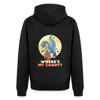 Joyeux Halloween OÙ SONT MES BONBONS ? Drôles d’enfants - Veste à capuche bio Premium Unisexe - noir - Dos - Nico (187cm)