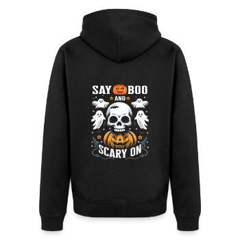 Fête d’Halloween Enfants SAY BOO SCARY ON Funny - Veste à capuche bio Premium Unisexe - noir - Dos - Nico (187cm)