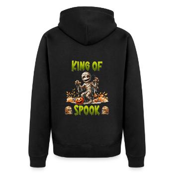 Halloween KING OF SPOOK Lustiges Kinder - Unisex Premium Bio Zip Hoodie - Schwarz - Hinten - Nico (187cm)