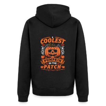 Halloween Costume COOLEST PUMPKIN IN THE PATCH - Unisex Premium Organic Zip Hoodie - black - Back - Nico (187cm)
