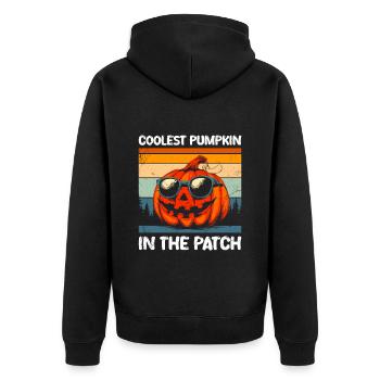 Halloween COOLEST PUMPKIN IN THE AREA Fun - Unisex Premium Organic Zip Hoodie - black - Back - Nico (187cm)