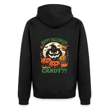HAPPY HALLOWEEN CANDY?! Lustiges Halloween Kostüm - Unisex Premium Bio Zip Hoodie - Schwarz - Hinten - Nico (187cm)