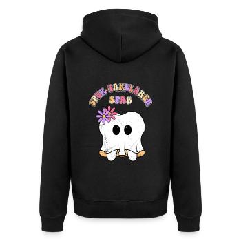Halloween Party SPUK-TAKULÄRER SPAß Lustiges - Unisex Premium Bio Zip Hoodie - Schwarz - Hinten - Nico (187cm)