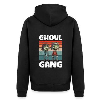 Halloween Kostüm Kinder GHOUL GANG Gruseliges - Unisex Premium Bio Zip Hoodie - Schwarz - Hinten - Nico (187cm)