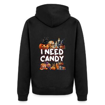 Fête d’Halloween Enfants J’AI BESOIN DE BONBONS Drôle - Veste à capuche bio Premium Unisexe - noir - Dos - Nico (187cm)