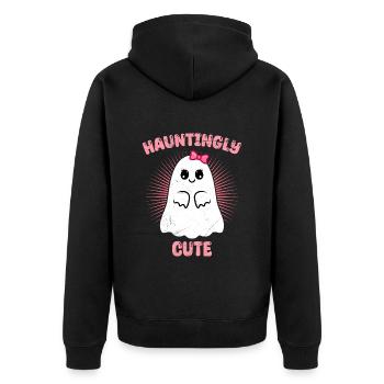 Halloween Costume Kids HAUNTINGLY CUTE Funny - Unisex Premium Organic Zip Hoodie - black - Back - Nico (187cm)