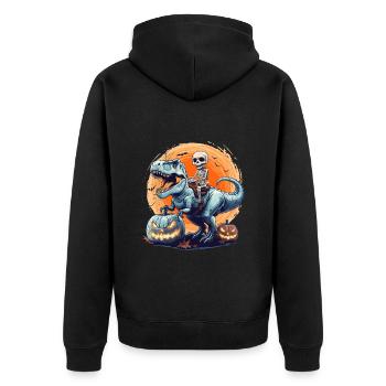 Halloween Costume Kids SKELET ON DINOSAUR - Unisex Premium Organic Zip Hoodie - black - Back - Nico (187cm)