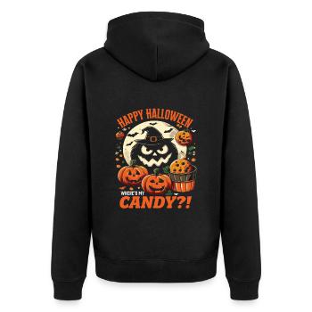 HAPPY HALLOWEEN CANDY?! Lustiges Halloween Kostüm - Unisex Premium Bio Zip Hoodie - Schwarz - Hinten - Nico (187cm)