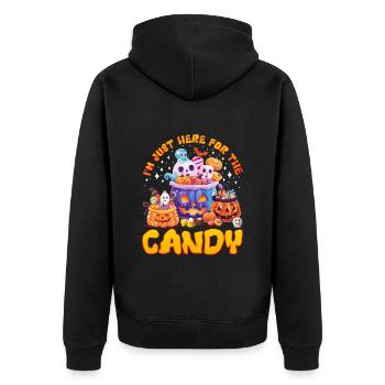 Fête d’Halloween JE SUIS ICI POUR LES BONBONS Drôle - Veste à capuche bio Premium Unisexe - noir - Dos - Nico (187cm)