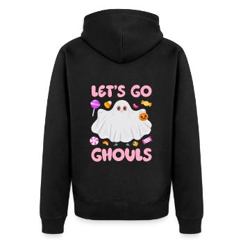 Halloween Costume Funny LET'S GO GHOULS Girl - Unisex Premium Organic Zip Hoodie - black - Back - Nico (187cm)