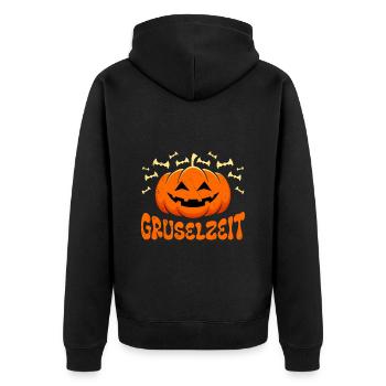 Halloween Costume Kids SPOOKY TIME Funny Pumpkin - Unisex Premium Organic Zip Hoodie - black - Back - Nico (187cm)