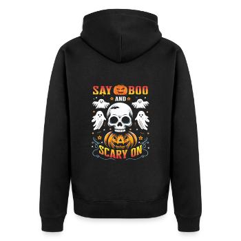 Fête d’Halloween Enfants SAY BOO SCARY ON Funny - Veste à capuche bio Premium Unisexe - noir - Dos - Nico (187cm)