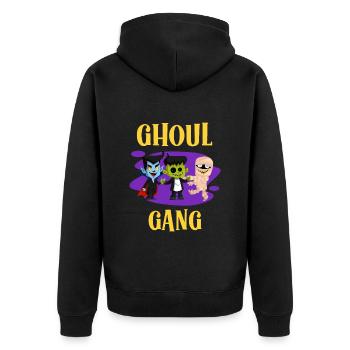 Halloween Kostüm Kinder GHUL BANDE Lustiges - Unisex Premium Bio Zip Hoodie - Schwarz - Hinten - Nico (187cm)