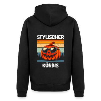 Halloween Fête Enfants ÉLÉGANT CITROUILLE Drôle - Veste à capuche bio Premium Unisexe - noir - Dos - Nico (187cm)