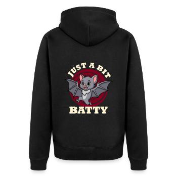 Halloween Costume SLIGHTLY CRAZY Funny Kids - Unisex Premium Organic Zip Hoodie - black - Back - Nico (187cm)