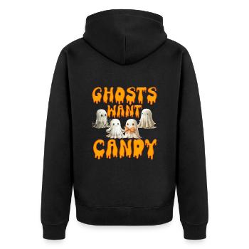 Fête d’Halloween FANTÔMES VEULENT DES BONBONS Drôle - Veste à capuche bio Premium Unisexe - noir - Dos - Nico (187cm)