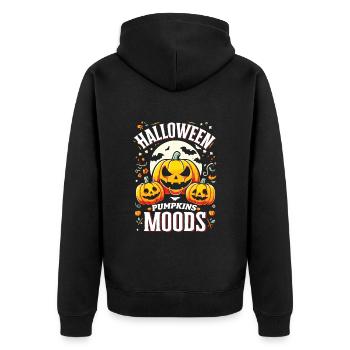 HALLOWEEN PUMPKIN MOODS Funny Halloween - Unisex Premium Organic Zip Hoodie - black - Back - Nico (187cm)
