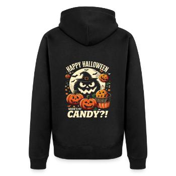 HAPPY HALLOWEEN CANDY?! Lustiges Halloween Kostüm - Unisex Premium Bio Zip Hoodie - Schwarz - Hinten - Nico (187cm)