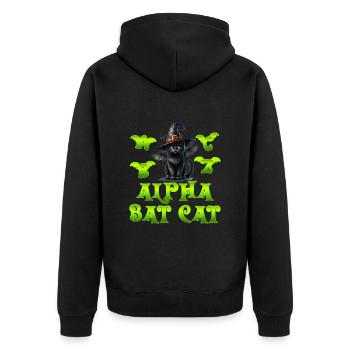Halloween Kostüm ALPHA BAT CAT Lustiges Alphabet - Unisex Premium Bio Zip Hoodie - Schwarz - Hinten - Nico (187cm)
