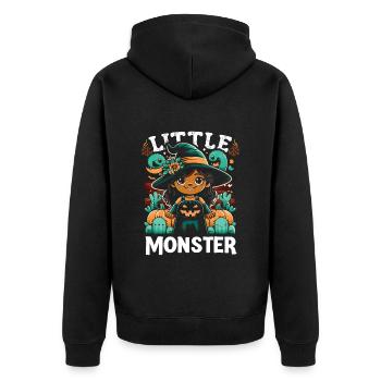 Halloween Costume Kids LITTLE MONSTER Funny - Unisex Premium Organic Zip Hoodie - black - Back - Nico (187cm)