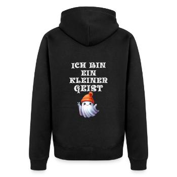 Halloween Kostüm ICH BIN EIN KLEINER GEIST Lustig - Unisex Premium Bio Zip Hoodie - Schwarz - Hinten - Nico (187cm)