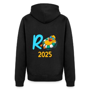 Rente 2025 R-Ente Pensionierung Ruhestand - Unisex Premium Bio Zip Hoodie - Schwarz - Hinten - Nico (187cm)