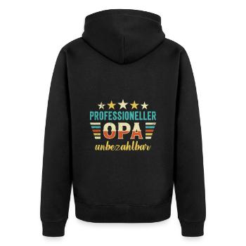 Großvater PROFESSIONELLER OPA UNBEZAHLBAR - Unisex Premium Bio Zip Hoodie - Schwarz - Hinten - Nico (187cm)