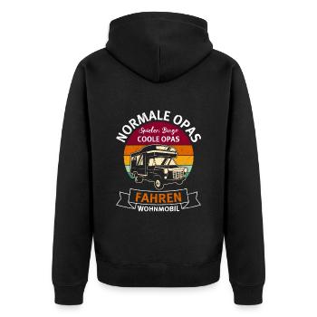 Opi NORMALE OPAS SPIELEN BINGO COOLE FAHREN - Unisex Premium Bio Zip Hoodie - Schwarz - Hinten - Nico (187cm)