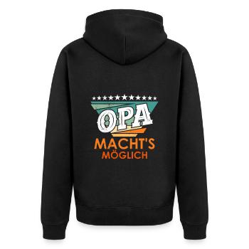 OPA MACHT'S MÖGLICH Lustiges Großvater Opi - Unisex Premium Bio Zip Hoodie - Schwarz - Hinten - Nico (187cm)