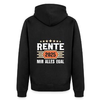RENTE 2025 MIR ALLES EGAL Lustiges Rentner - Unisex Premium Bio Zip Hoodie - Schwarz - Hinten - Nico (187cm)