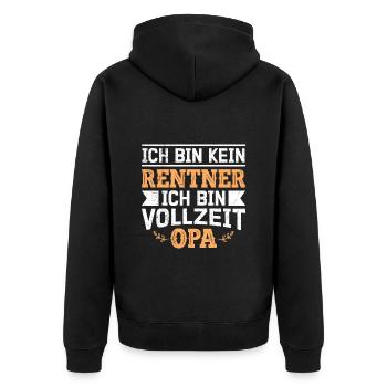 Ruhestand BIN KEIN RENTNER BIN VOLLZEIT OPA Lustig - Unisex Premium Bio Zip Hoodie - Schwarz - Hinten - Nico (187cm)