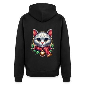 Katze - Unisex Premium Bio Zip Hoodie - Schwarz - Hinten - Nico (187cm)