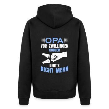 OPA VON ZWILLINGEN COOLER GEHTS NICHT MEHR Lustig - Unisex Premium Bio Zip Hoodie - Schwarz - Hinten - Nico (187cm)