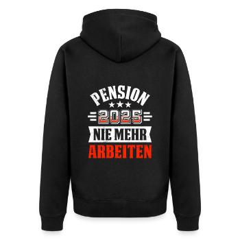 PENSION 2025 NIE MEHR ARBEITEN Lustiges Pensionär - Unisex Premium Bio Zip Hoodie - Schwarz - Hinten - Nico (187cm)