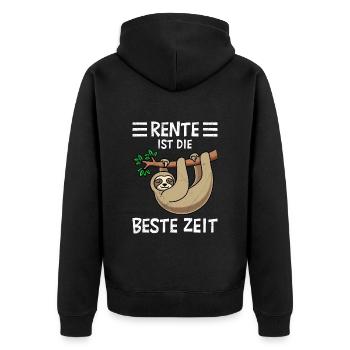 RENTE IST DIE BESTE ZEIT Lustiges Rentner - Unisex Premium Bio Zip Hoodie - Schwarz - Hinten - Nico (187cm)