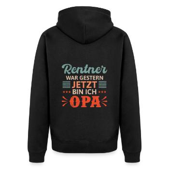 RENTNER WAR GESTERN JETZT BIN ICH OPA Lustiges - Unisex Premium Bio Zip Hoodie - Schwarz - Hinten - Nico (187cm)