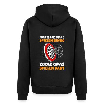 Großvater NORMALE OPAS SPIELEN BINGO COOLE OPAS - Unisex Premium Bio Zip Hoodie - Schwarz - Hinten - Nico (187cm)