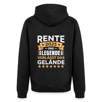 RENTE 2025 EINE LEGENDE VERLÄSST DAS GELÄNDE - Unisex Premium Bio Zip Hoodie - Schwarz - Hinten - Nico (187cm)