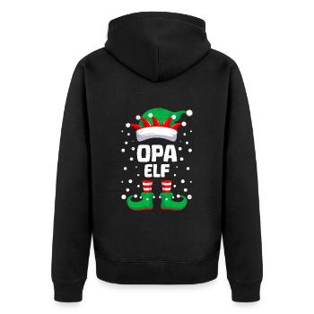 Weihnachten OPA ELF Lustiges Großvater Elfen - Unisex Premium Bio Zip Hoodie - Schwarz - Hinten - Nico (187cm)