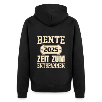 RENTE 2025 ZEIT ZUM ENTSPANNEN Lustiges Rentner - Unisex Premium Bio Zip Hoodie - Schwarz - Hinten - Nico (187cm)