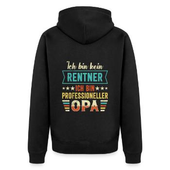 Rente BIN KEIN RENTNER BIN PROFESSIONELLER OPA - Unisex Premium Bio Zip Hoodie - Schwarz - Hinten - Nico (187cm)