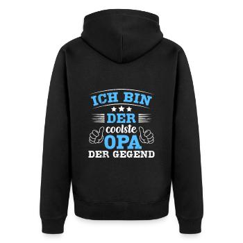 Opi ICH BIN DER COOLSTE OPA DER GEGEND Lustiges - Unisex Premium Bio Zip Hoodie - Schwarz - Hinten - Nico (187cm)