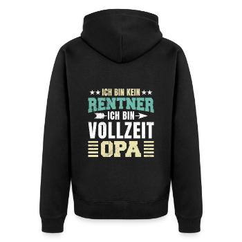 Ruhestand BIN KEIN RENTNER BIN VOLLZEIT OPA Lustig - Unisex Premium Bio Zip Hoodie - Schwarz - Hinten - Nico (187cm)