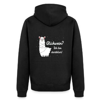 Glühwein ICH BIN STARTKLAR! Glühweinstand - Unisex Premium Bio Zip Hoodie - Schwarz - Hinten - Nico (187cm)