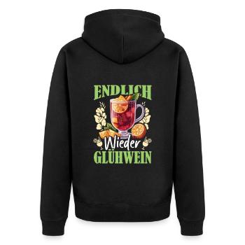 Glühweinstand ENDLICH WIEDER GLÜHWEIN Lustiges - Unisex Premium Bio Zip Hoodie - Schwarz - Hinten - Nico (187cm)